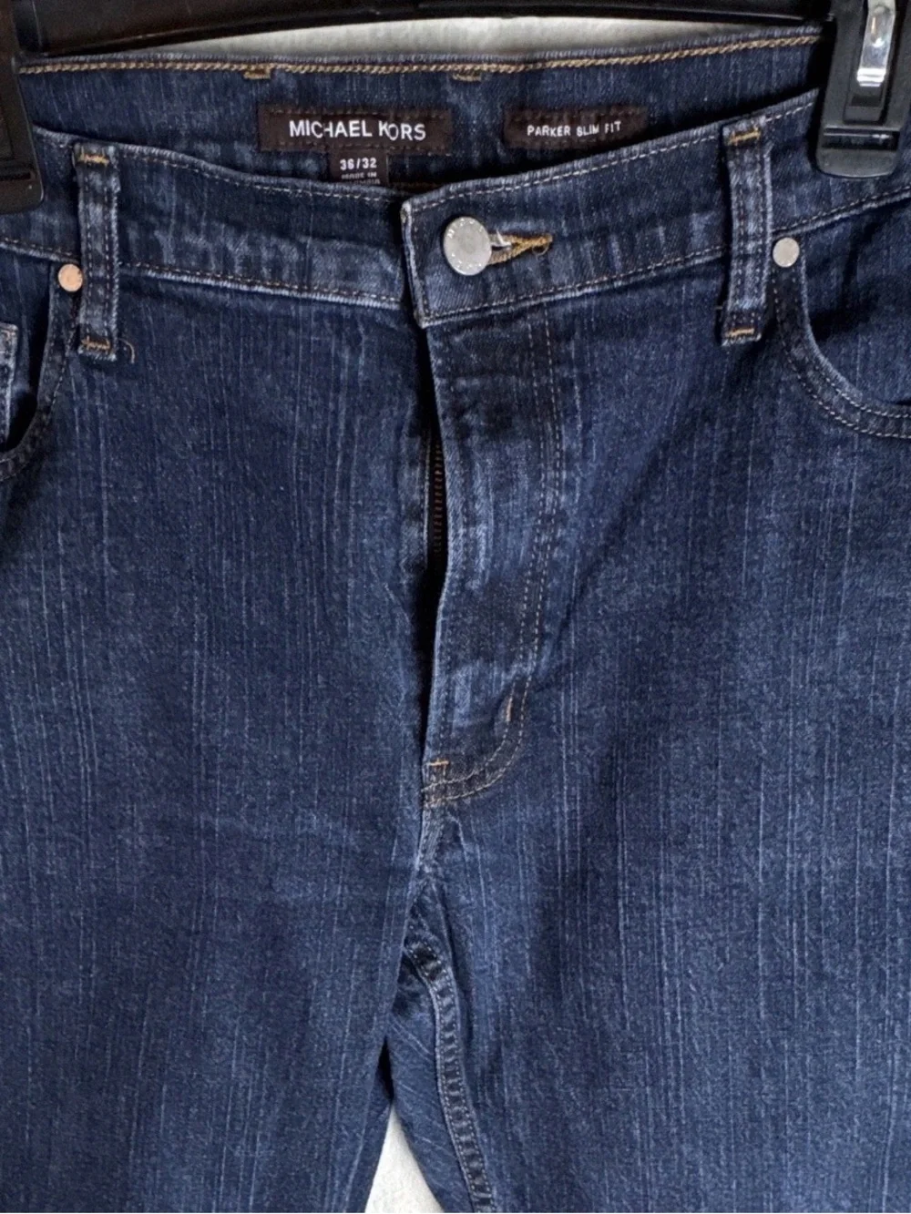 Michael Kors Parker Slim-Fit Stretch Jeans Mens Size 36 x 32 Blue Denim
